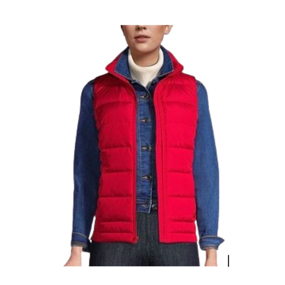 LANDS END Down Puffer Vest, size L in Red